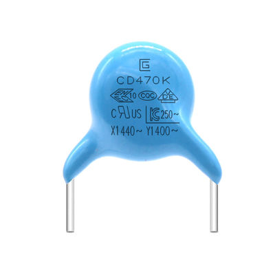 Paket Low Loss Y1 Safety Capacitor 470K 400VAC Flame Retardant Epoxy Resin