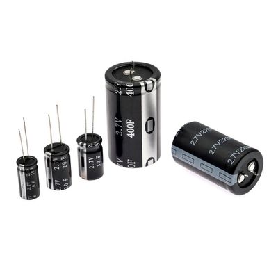 1F ~ 400F 2.7V Super Kapasitor Ultra Kapasitor Silinder Suhu Tinggi