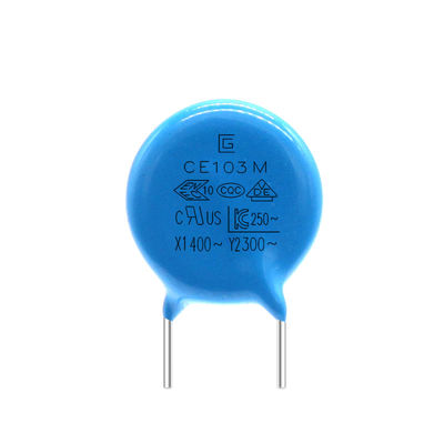 Biru 103M Kapasitor 300VAC Stabilitas Yang Baik Dilapisi Dengan Epoxy Resin